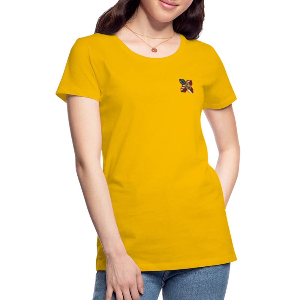 FLAmericans Women’s Premium Tee - Tattered Flag - sun yellow