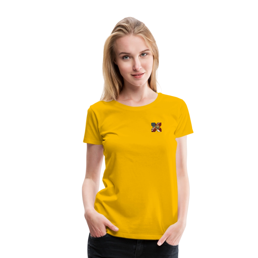FLAmericans Women’s Premium Tee - Tattered Flag - sun yellow