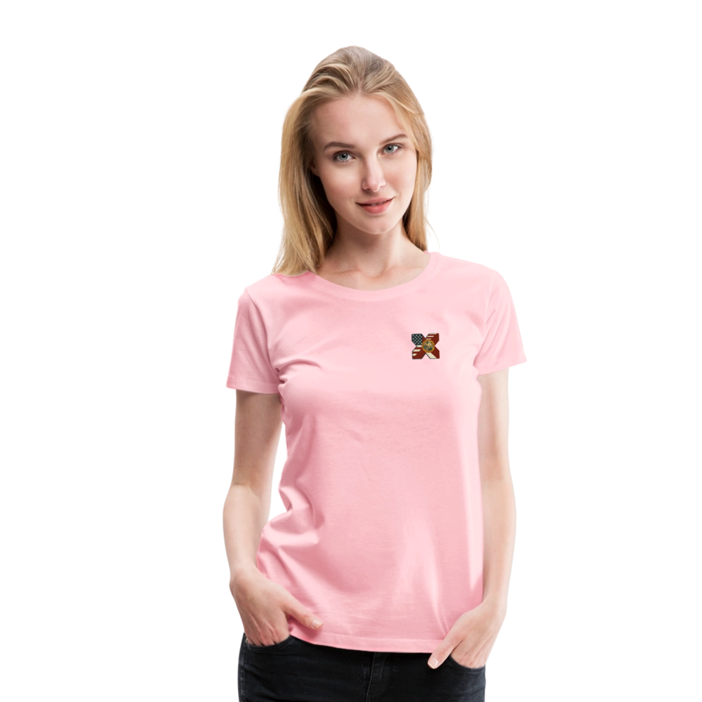 FLAmericans Women’s Premium Tee - Tattered Flag - pink