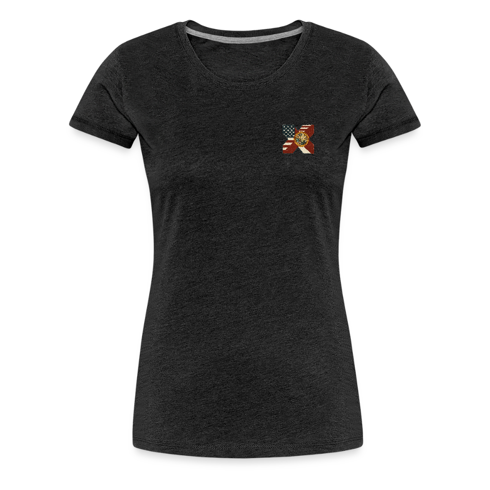 FLAmericans Women’s Premium Tee - Tattered Flag - charcoal grey