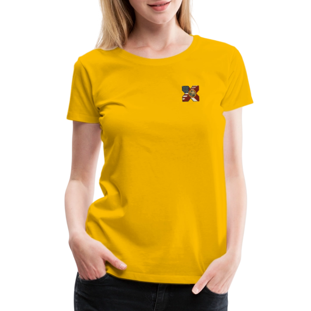 FLAmericans Women’s Premium Tee - Tattered Flag - sun yellow