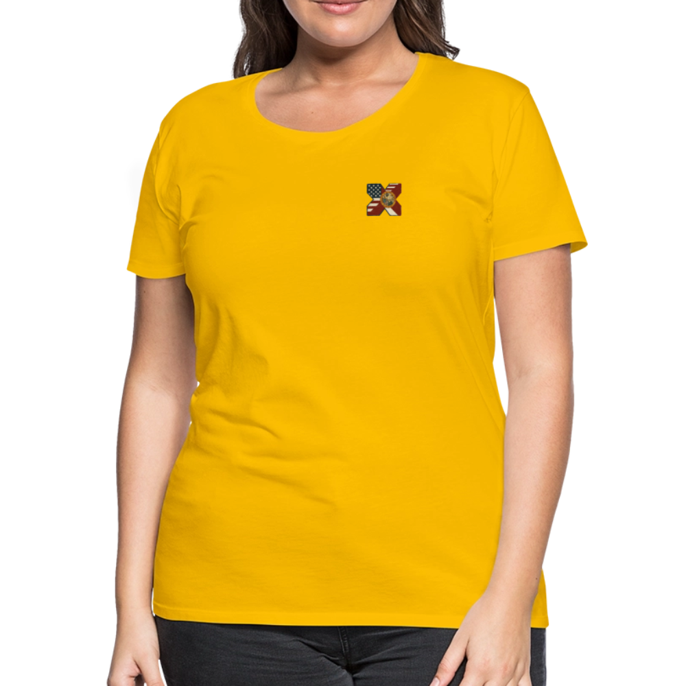 FLAmericans Women’s Premium Tee - Tattered Flag - sun yellow