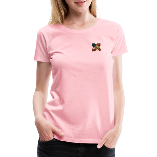 FLAmericans Women’s Premium Tee - Tattered Flag - pink