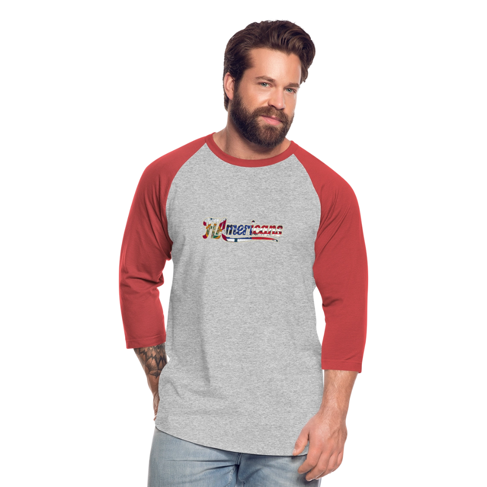 Baseball Tee - heather gray/red