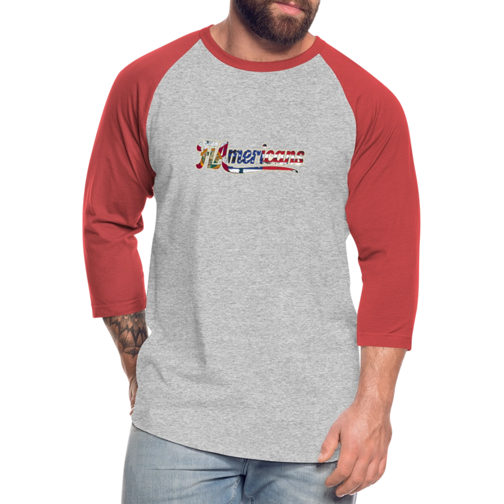 Baseball Tee - heather gray/red